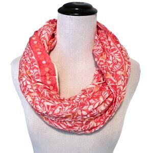 LOFT Pink White Infinity Scarf Womens Bird Floral Print